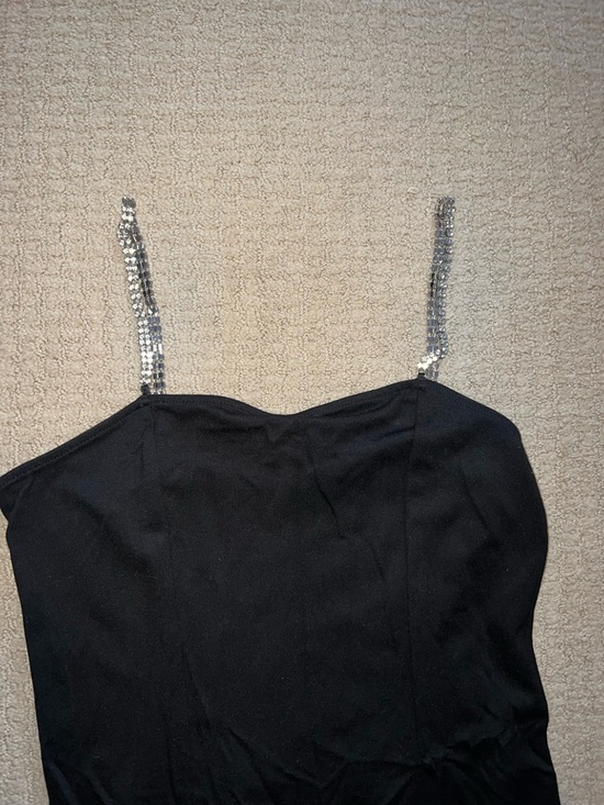 Black Embellished-Strap Rhinestone Bodycon Dress - Picture 2 of 4